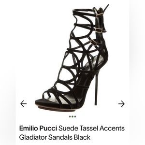 Emilio Pucci Suede Tassel Accents Gladiator Sandals